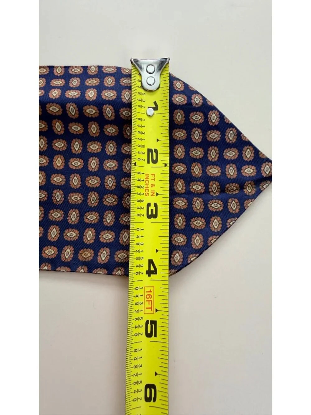 Hardy Amies Blue & Orange Geometric Pattern Scarf Ascot Tie